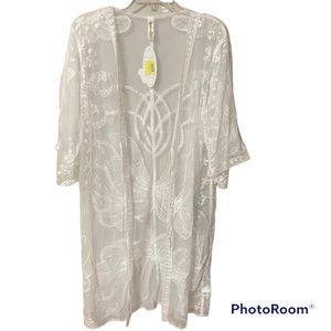 Shoreline floral lace cardigan/swimsuit cover up